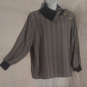 IMAN Black and White Chevron Top